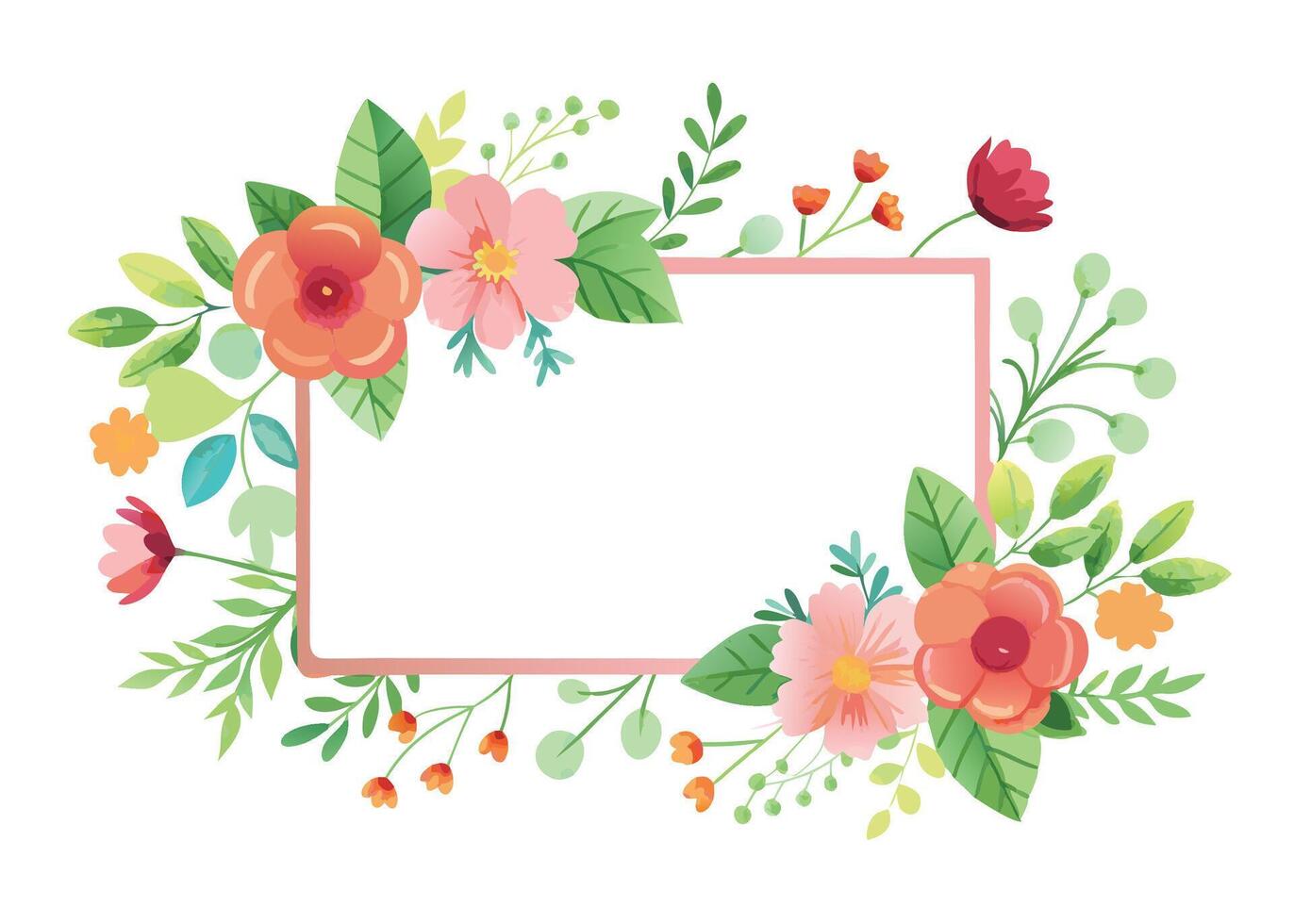 Rectangular watercolor flowers Frame Design for program card vector