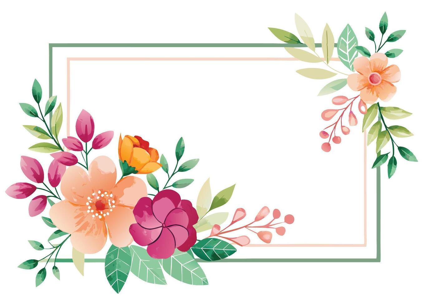 Rectangular watercolor flowers Frame Design for program card vector