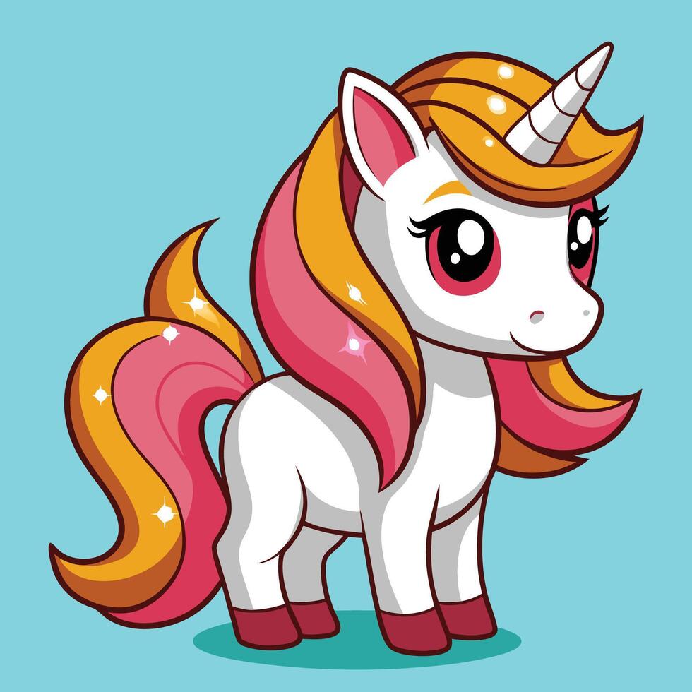 Adorable Rainbow Unicorn character in cartoon style for children vector