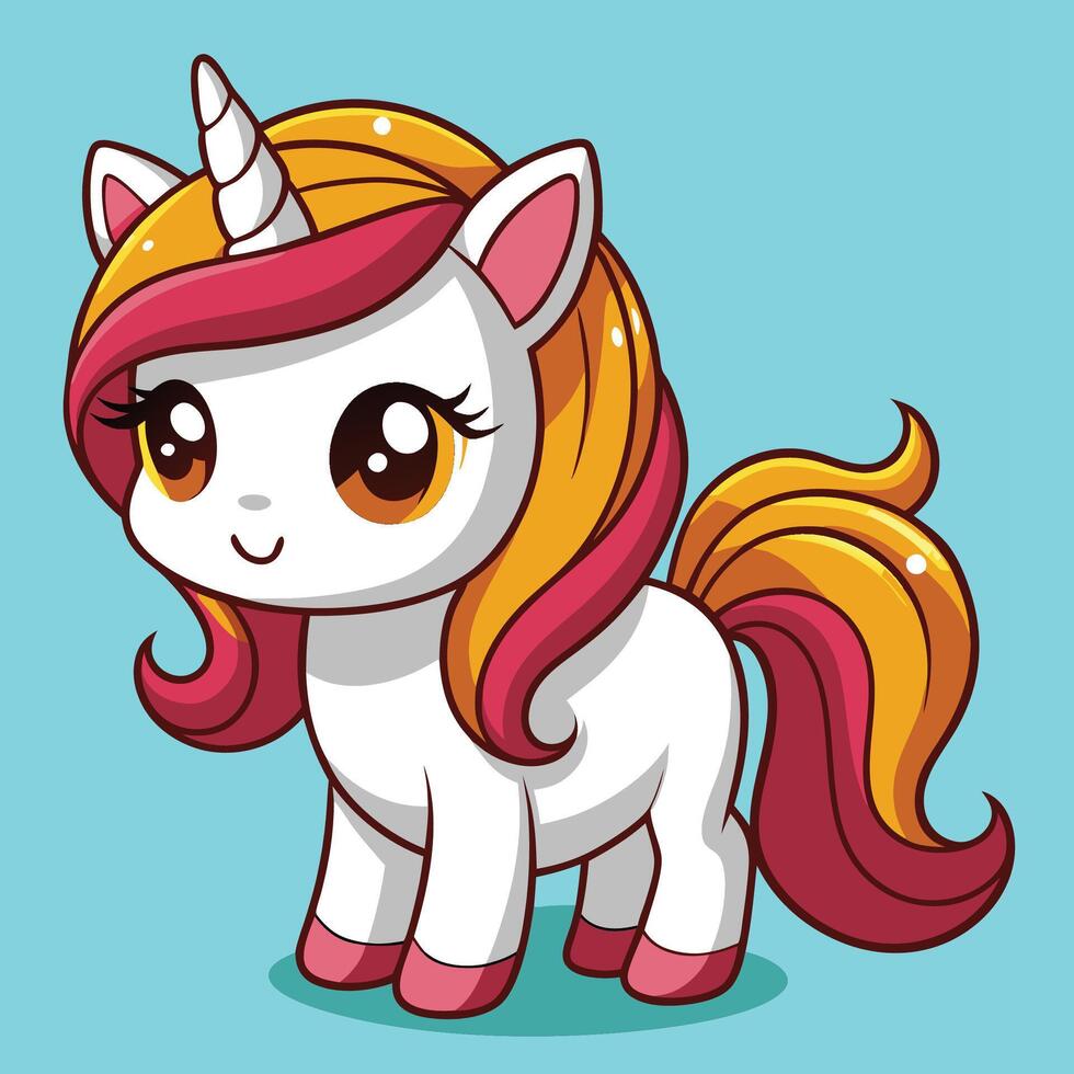 Adorable Rainbow Unicorn character in cartoon style for children vector