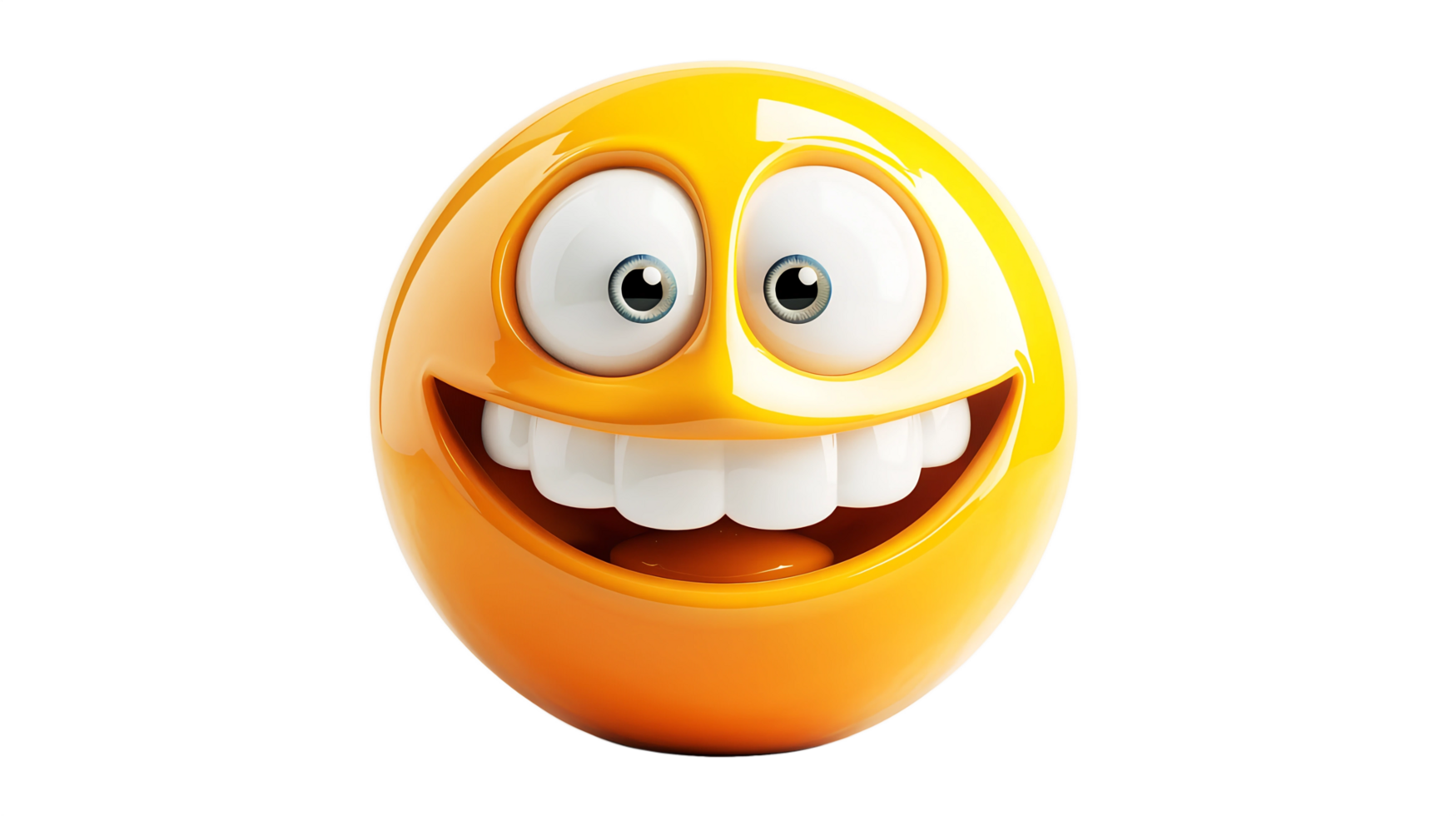 Big grinning emoji face, representing extreme happiness and excitement in a fun digital style png