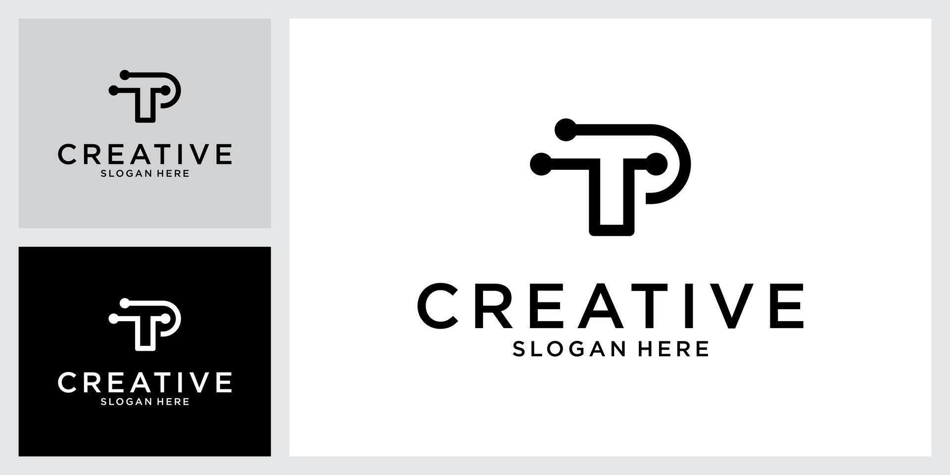 TP or PT initial letter logo design vector