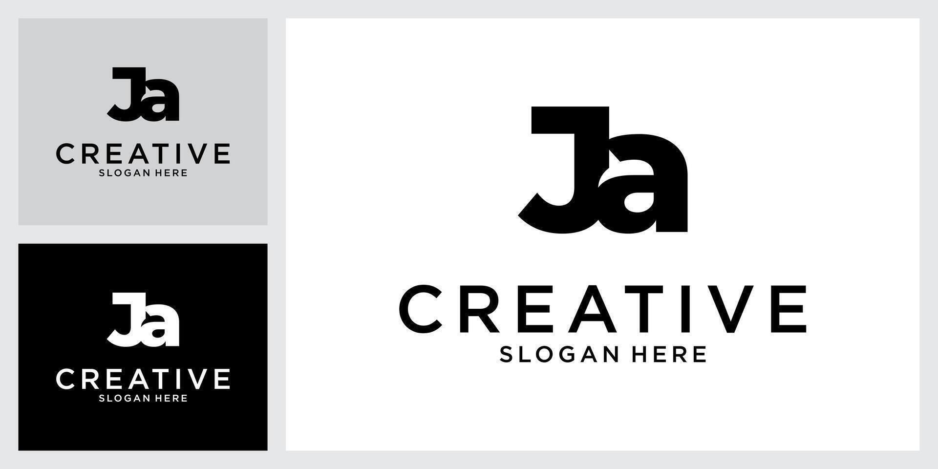 JA or AJ initial letter logo design vector