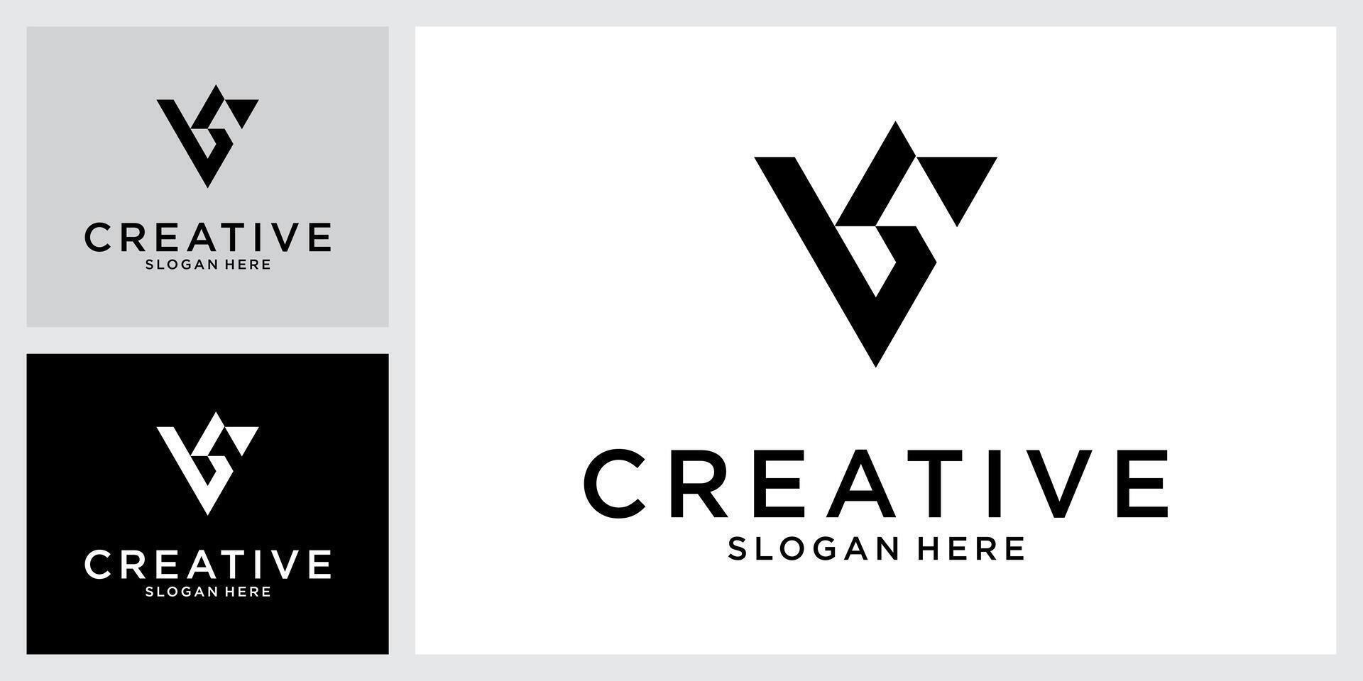 VS or SV initial letter logo design vector