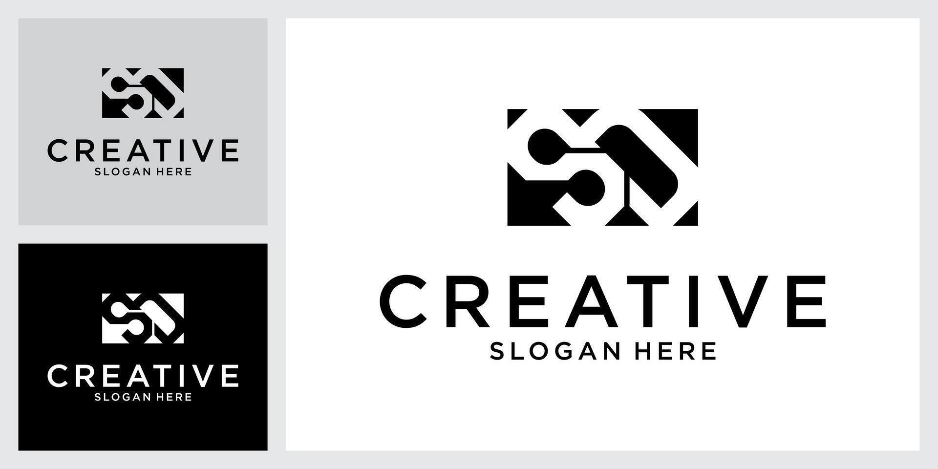SD or DS initial letter logo design concept vector