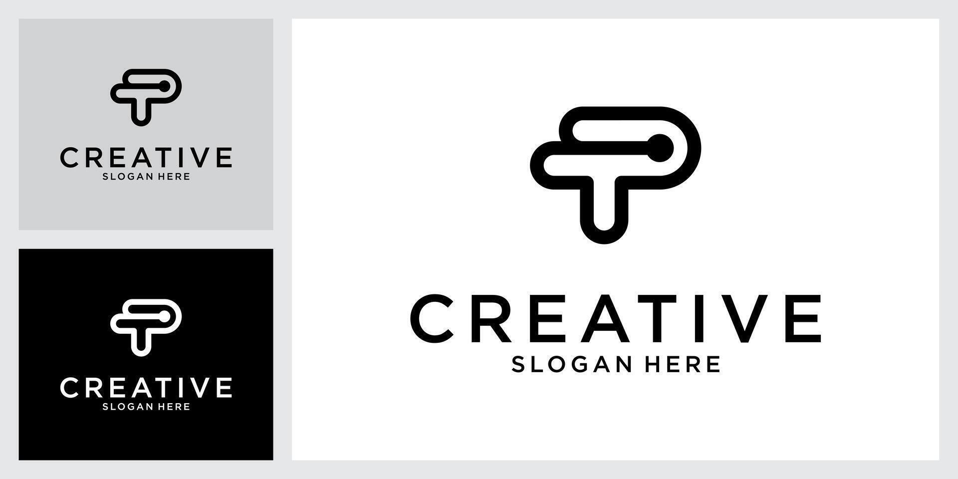 TP or PT initial letter logo design vector