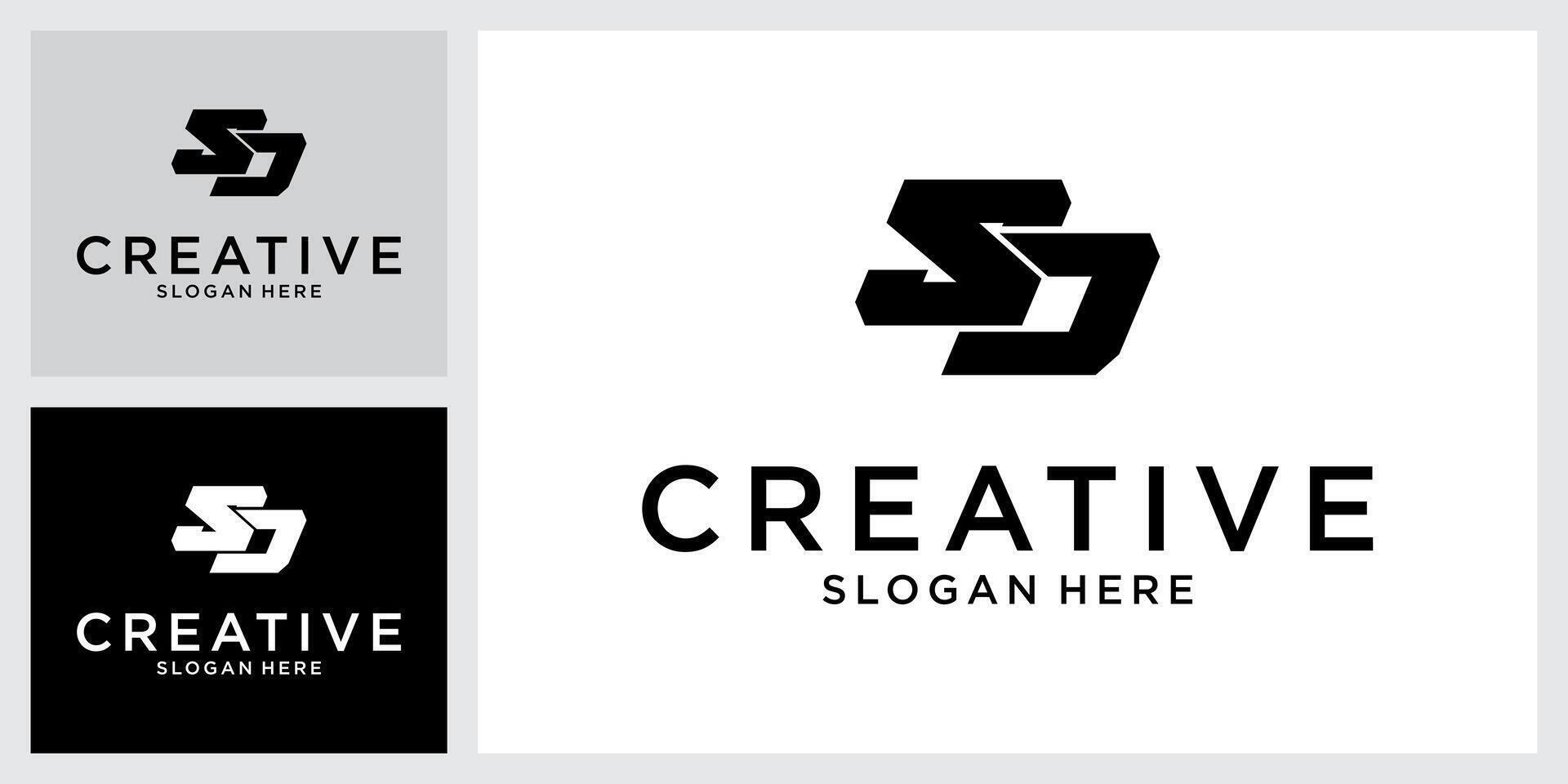 SD or DS initial letter logo design concept vector