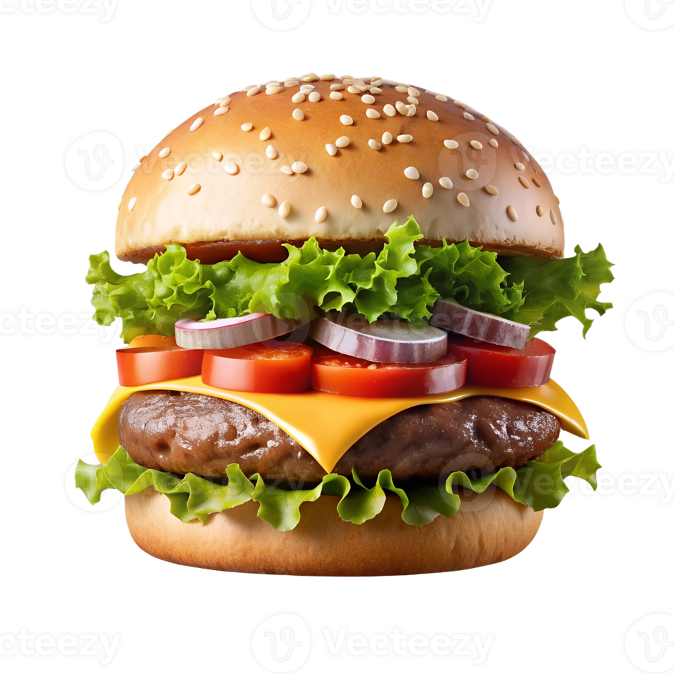 Floating Burger Delicious fast food on Transparent background png