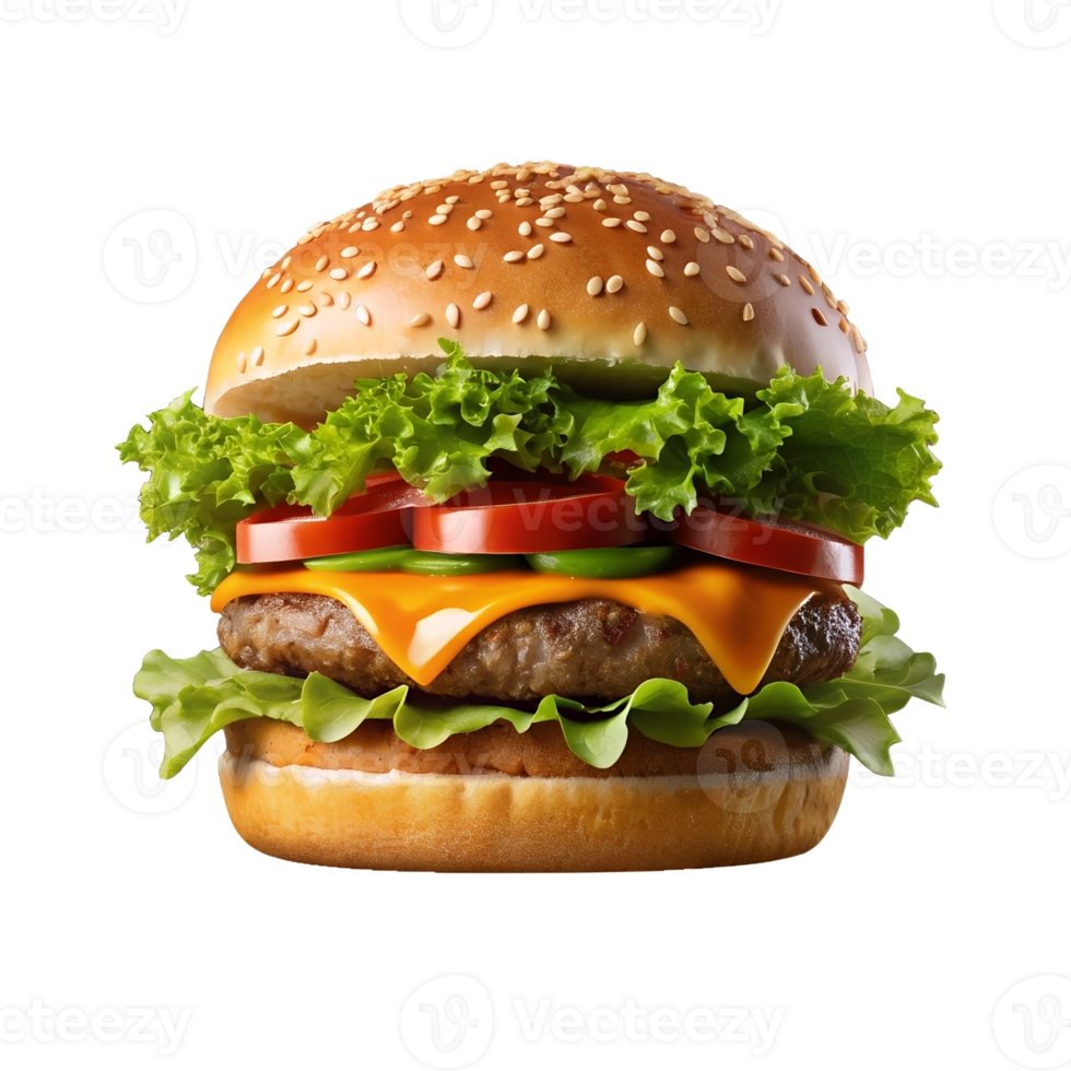 Floating Burger Delicious fast food on Transparent background png