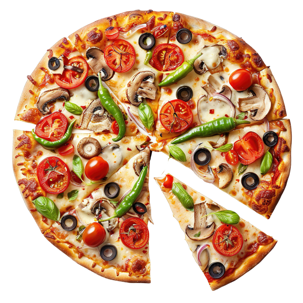 Delicious pizza with olives png