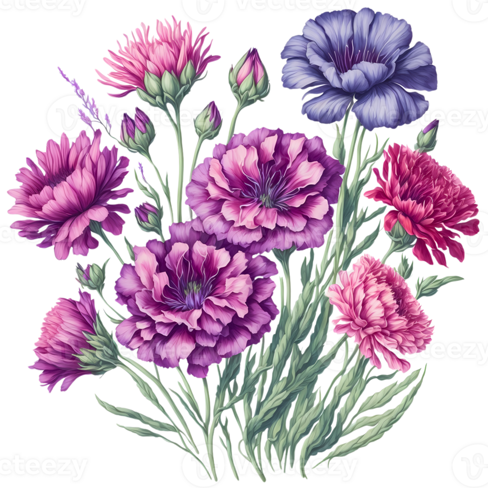 Beautiful flower bouquet in watercolor style on a transparent background png