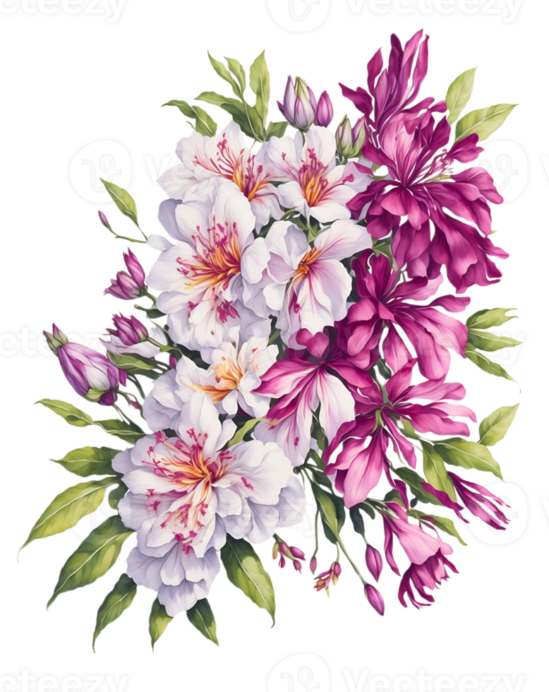 Flower bouquet in watercolor style on transparent background png