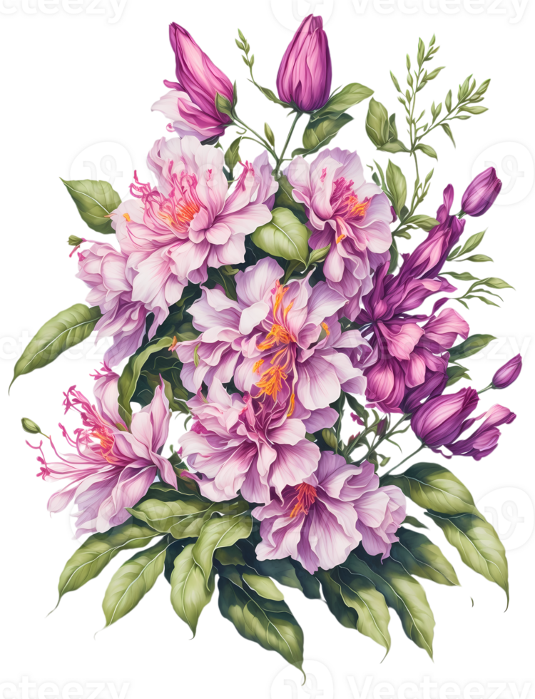 Beautiful flower bouquet in watercolor style on a transparent background png