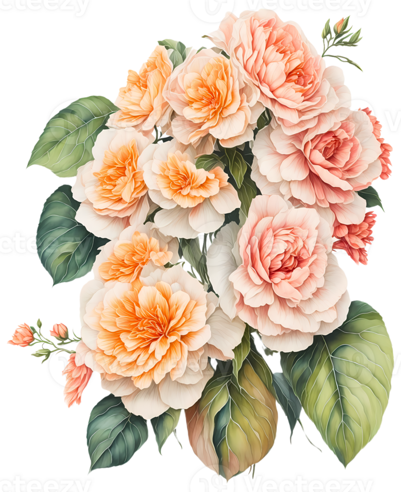 Beautiful flower bouquet in watercolor style on a transparent background png