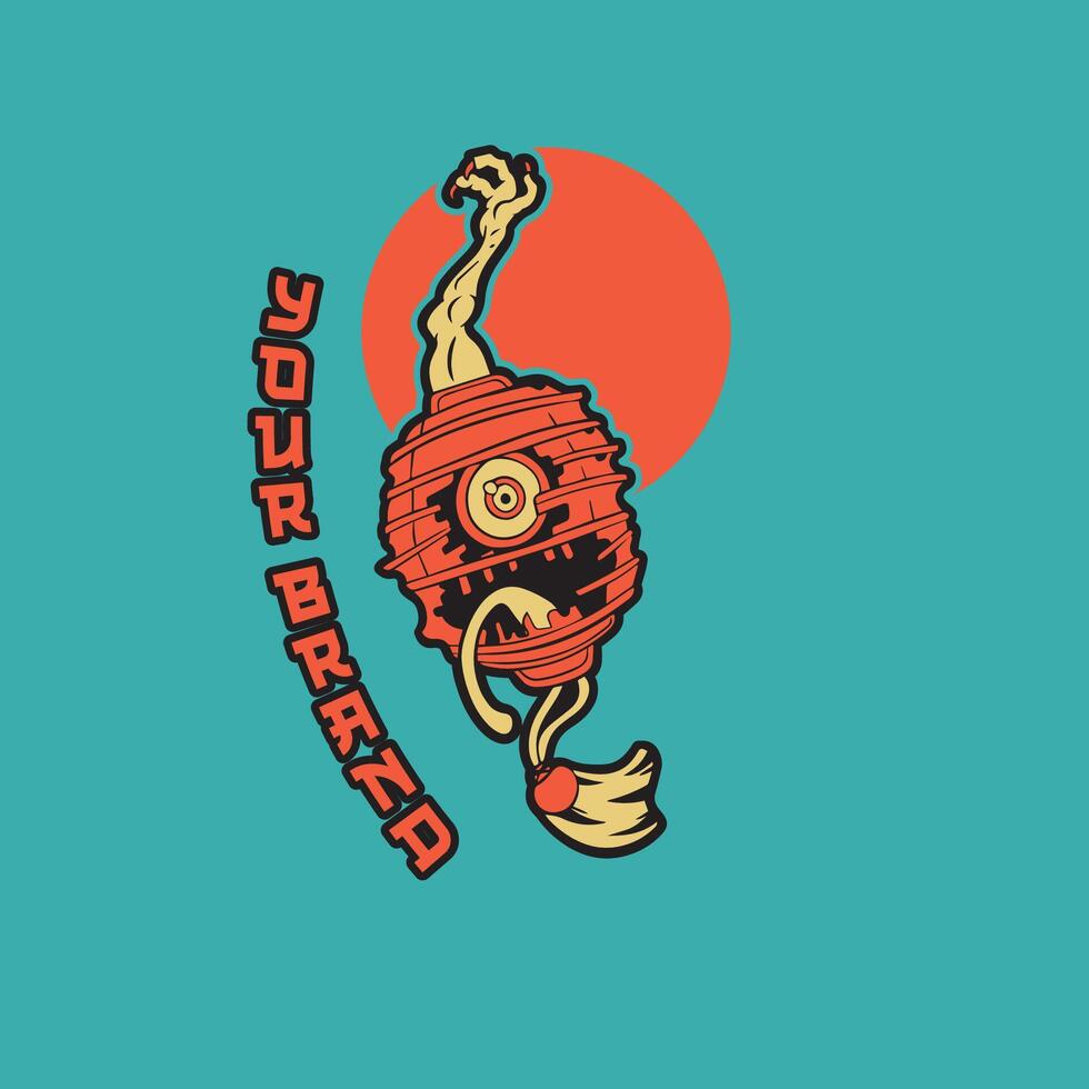 Japanese lamp art mask vector