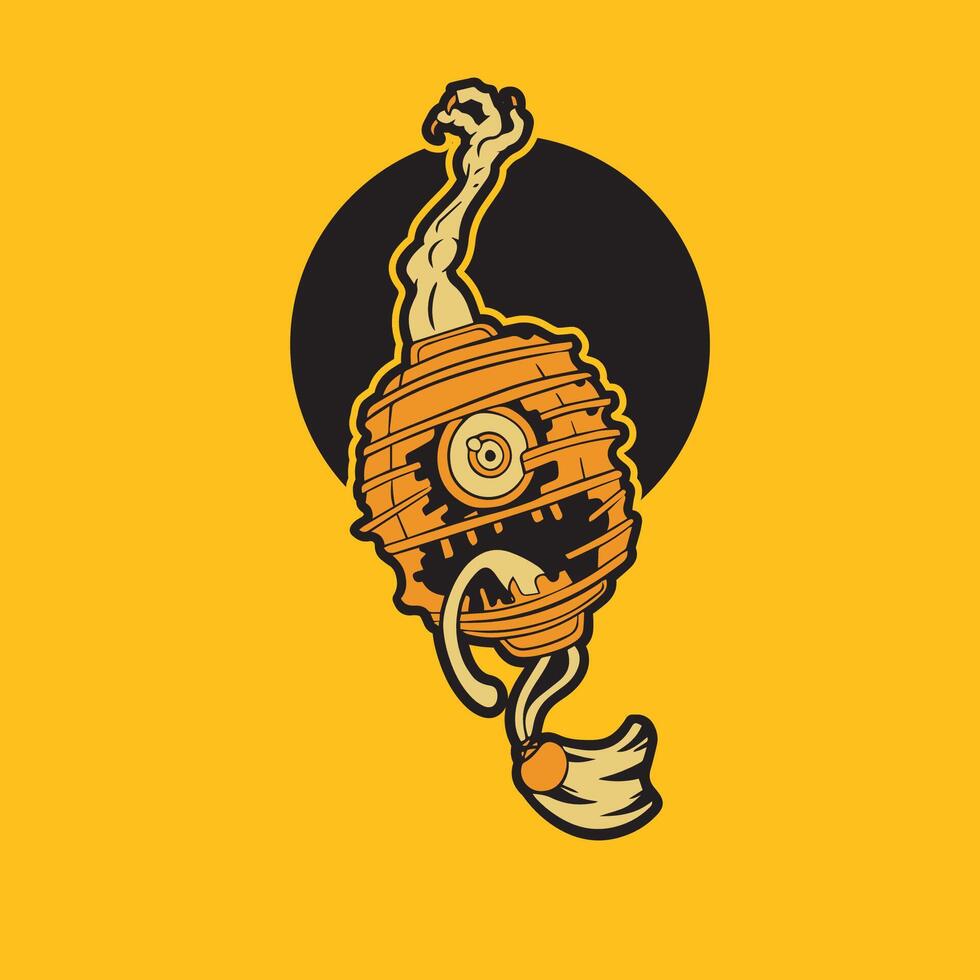 Japanese lamp art mask vector