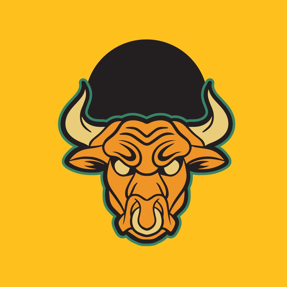 Bull logo template symbol. Bull head logo. Abstract stylized cow or bull head with horns icon. Premium logo for steak house, meat restaurant or vector