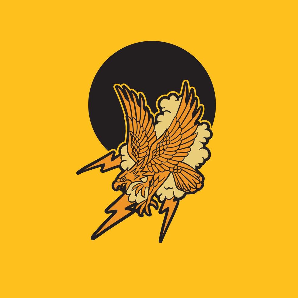 Eagle art illustration hand drawn colorful for tshirt, sticker, poster, logo etc vector