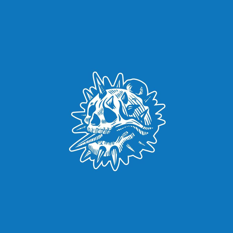 Hand drawn skull. illustration. vector