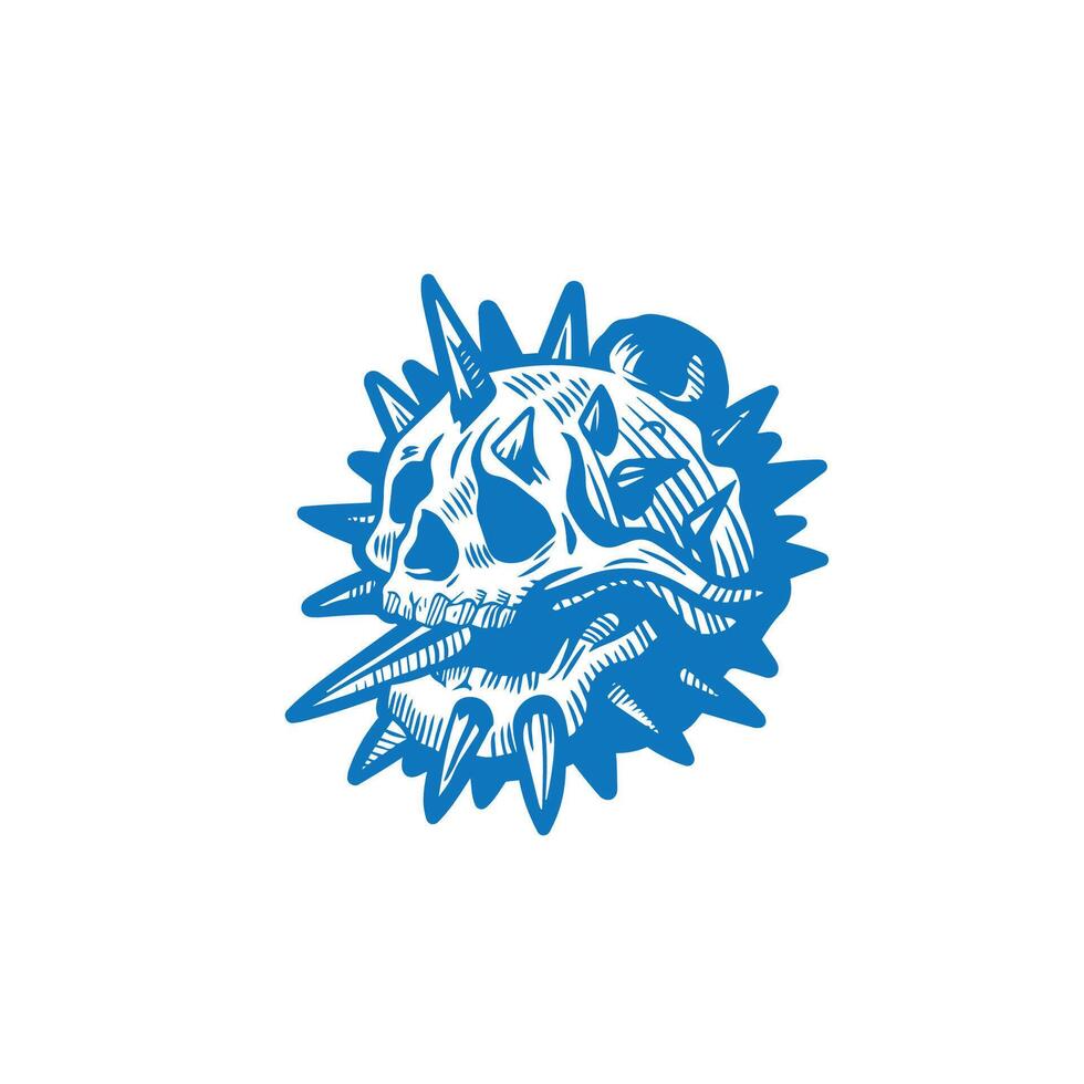 Hand drawn skull. illustration. vector