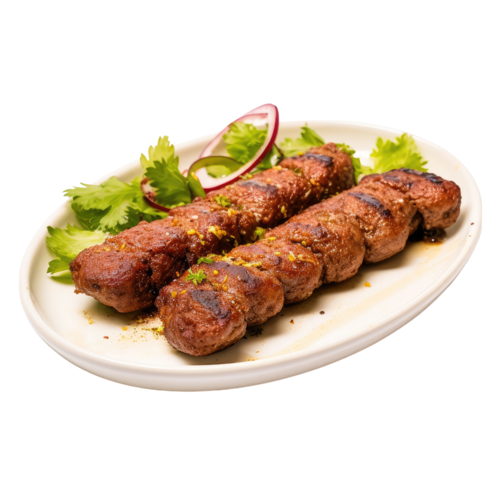 Grilled meat skewers variety isolated without background, . png