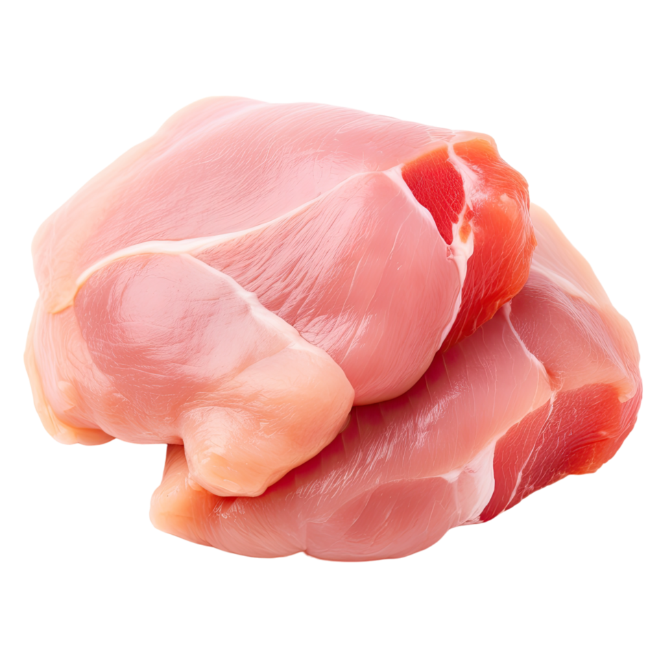 Raw chicken fillets close up isolated without background, transparent . png
