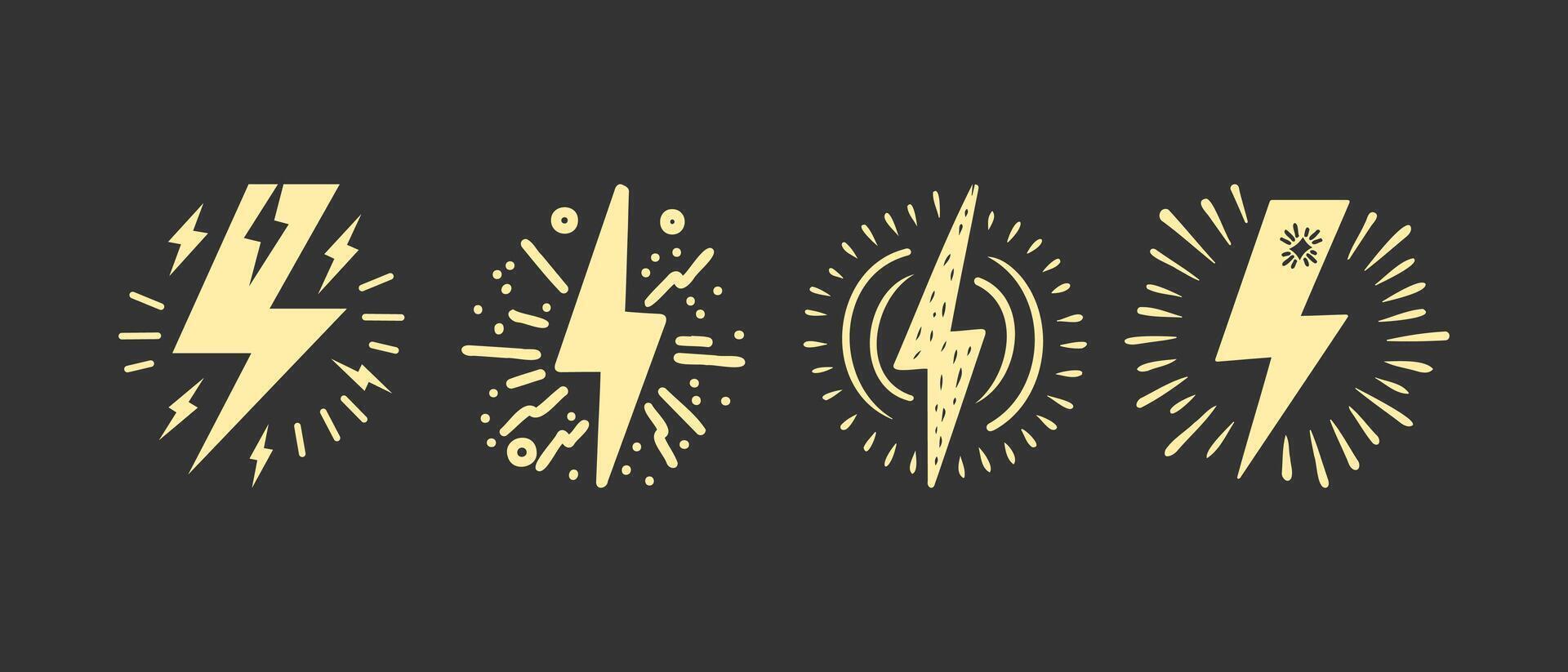 Hand drawn doodle electric lightning symbol sketch. thunder icon vector