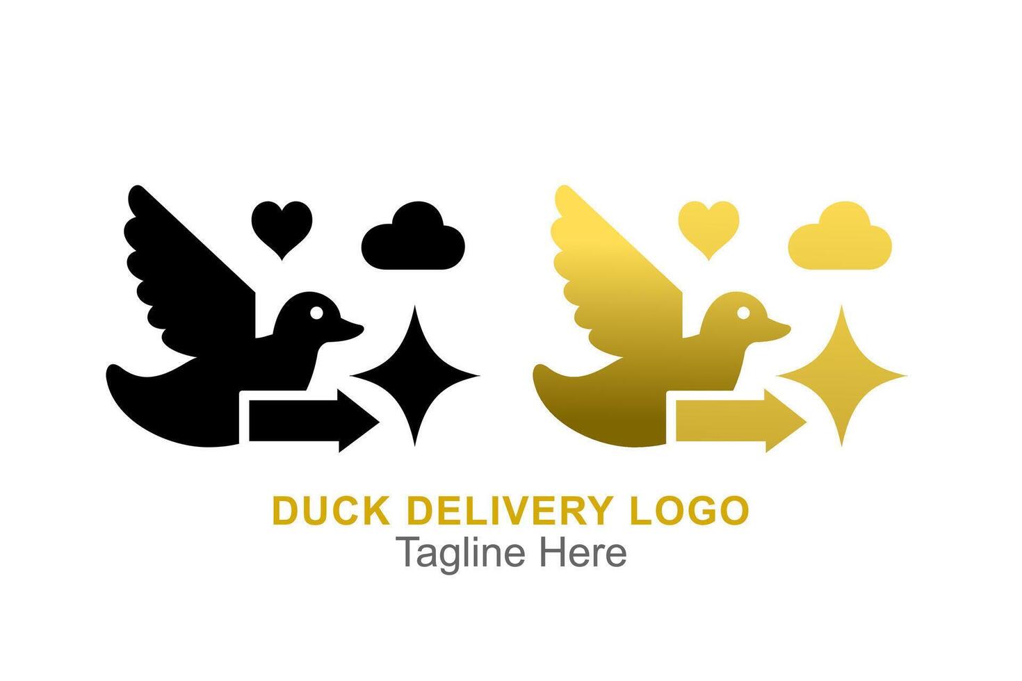 duck delivery service logo in silhouette style on a white background vector