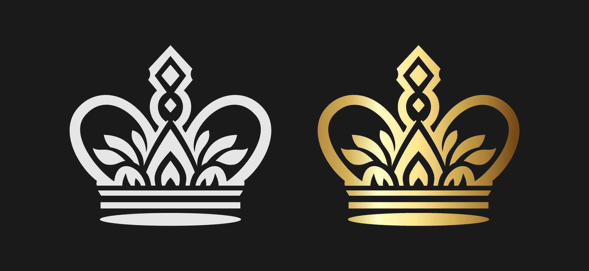 a crown hand drawn with silhouette art vector