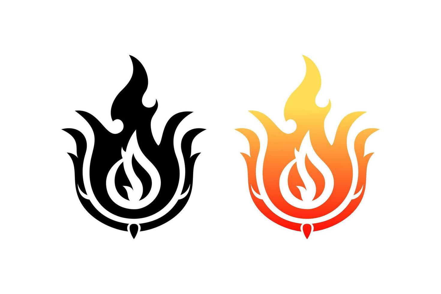 Fire image, flame icon. Black icon isolated on white background. vector