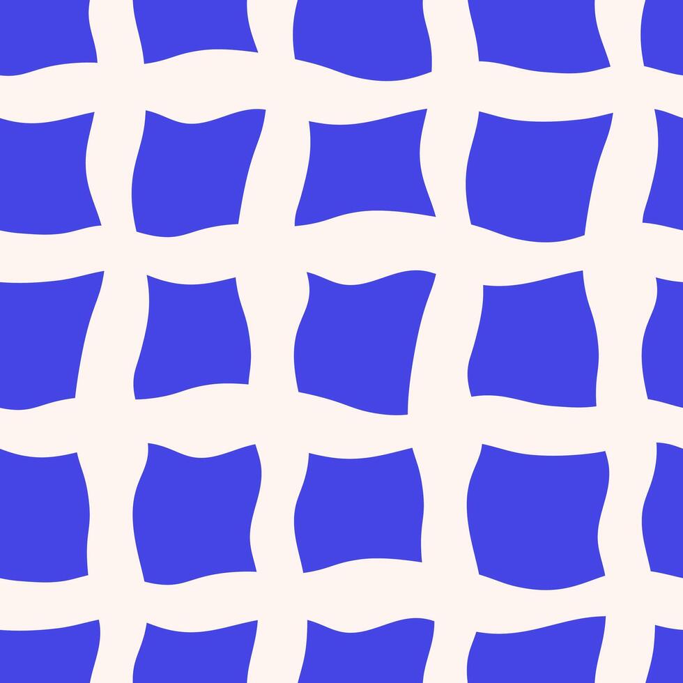 Psychedelic Blue Grid Seamless Pattern vector