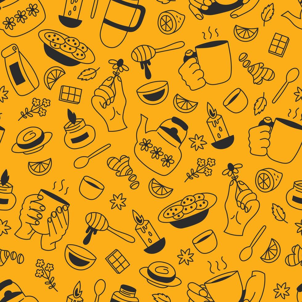 Cozy Food and Drink Seamless Pattern vector