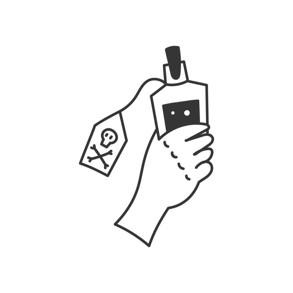Hand Holding Poisonous Potion Doodle vector
