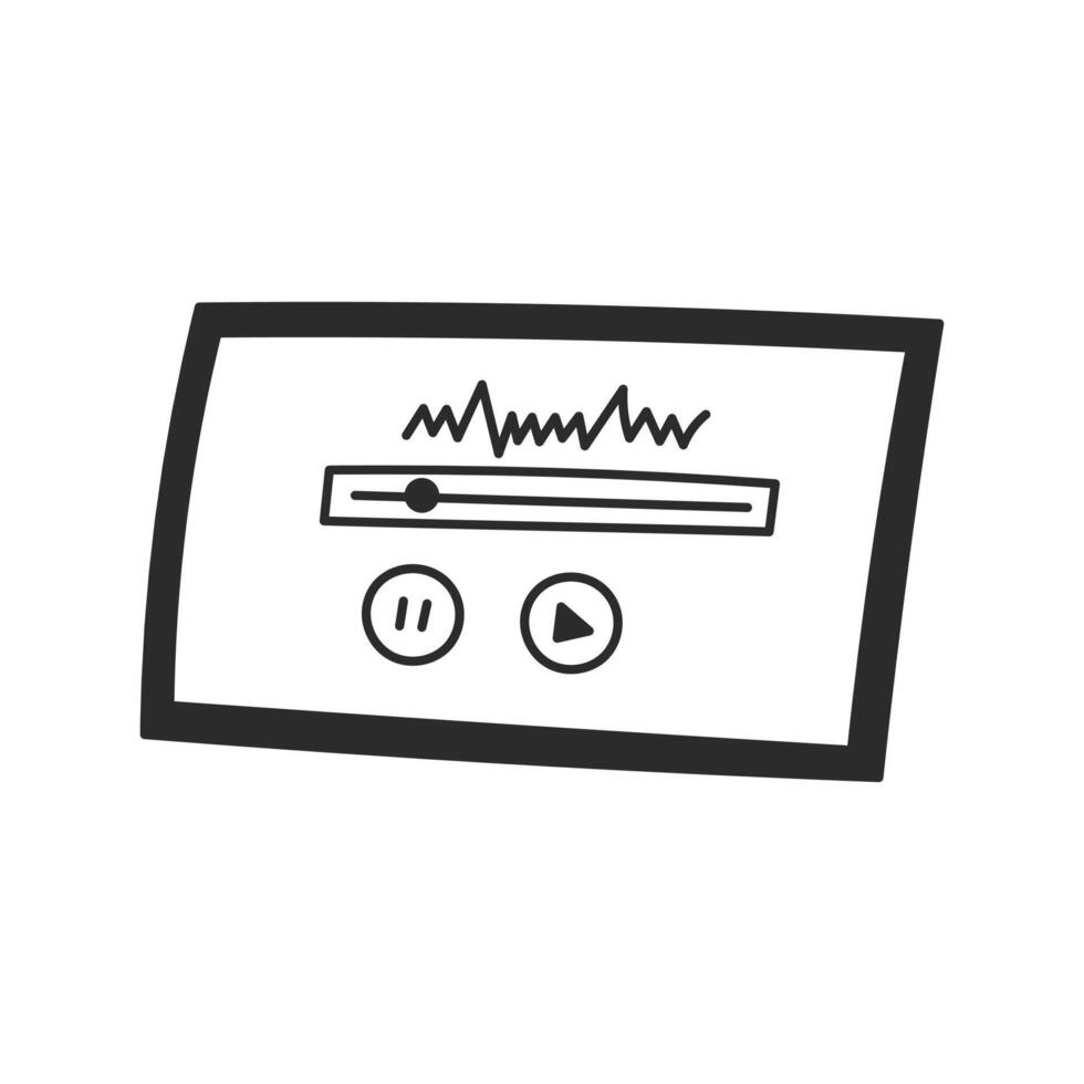 Digital Tablet with sound wave and audio interface buttons vector