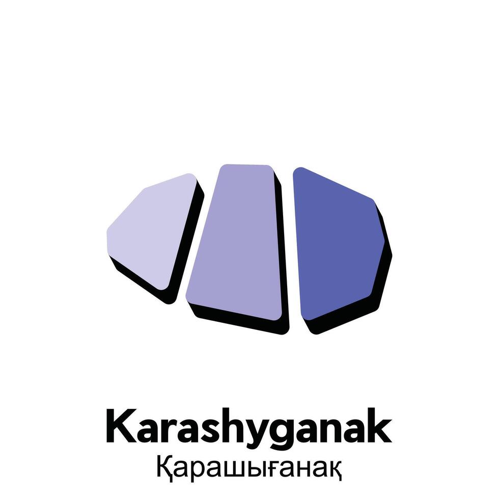 Karashyganak map illustration modern, illustrated Map of Kazakhstan element graphic illustration design template vector