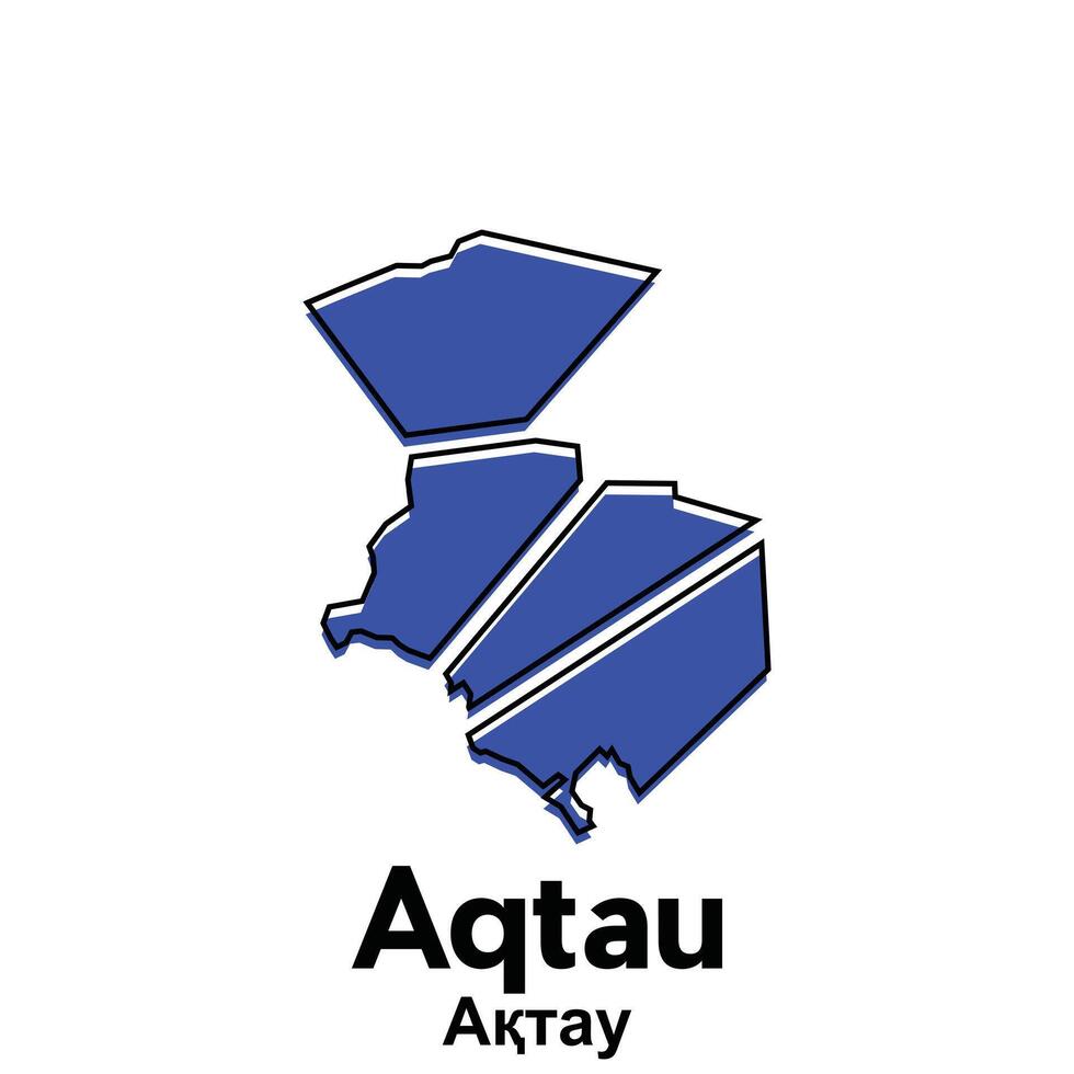 Map of Aqtau City. map of the Kazakhstan Country. illustration design template vector