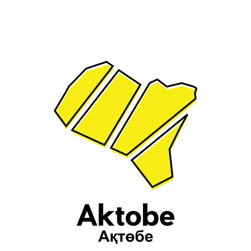Map of Aktobe City. map of the Kazakhstan Country. illustration design template vector