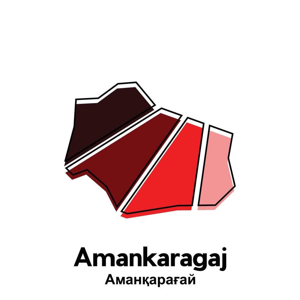 Map of Amankaragaj City. map of the Kazakhstan Country. illustration design template vector