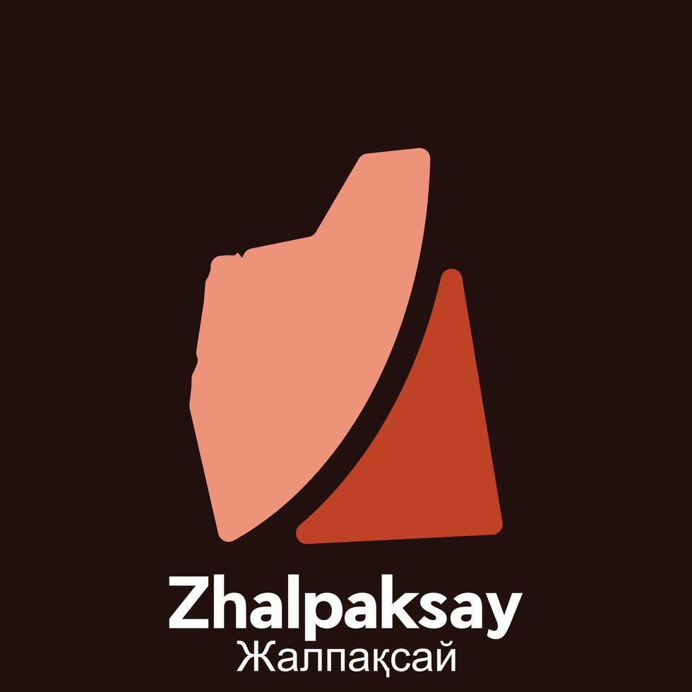 Zhalpaksay City Map flat icon illustration, map of Kazakhstan with named governance and travel icons template vector