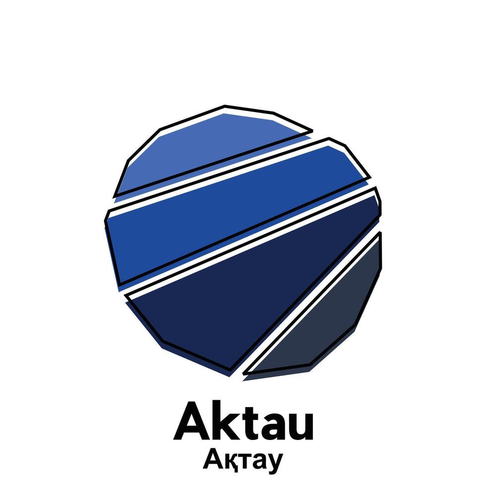 Map of Aktau City. map of the Kazakhstan Country. illustration design template vector