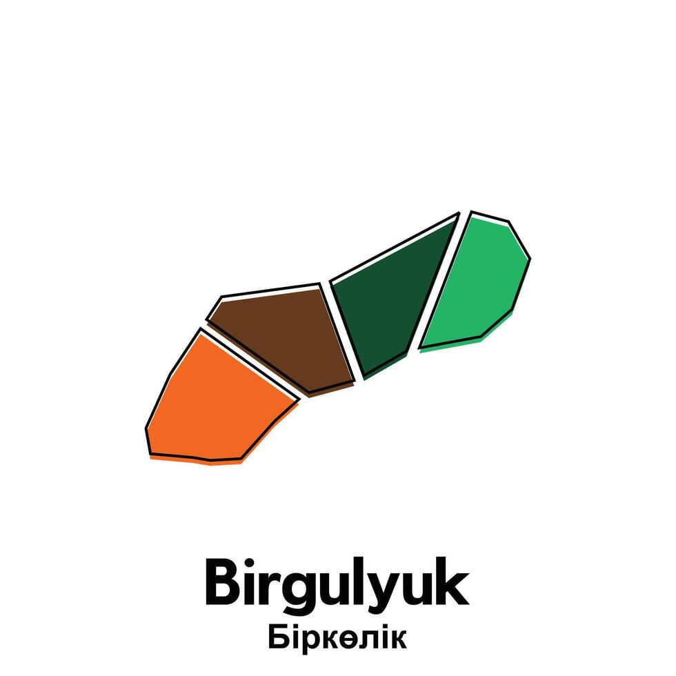 Map of Birgulyuk City. map of the Kazakhstan Country. illustration design template vector