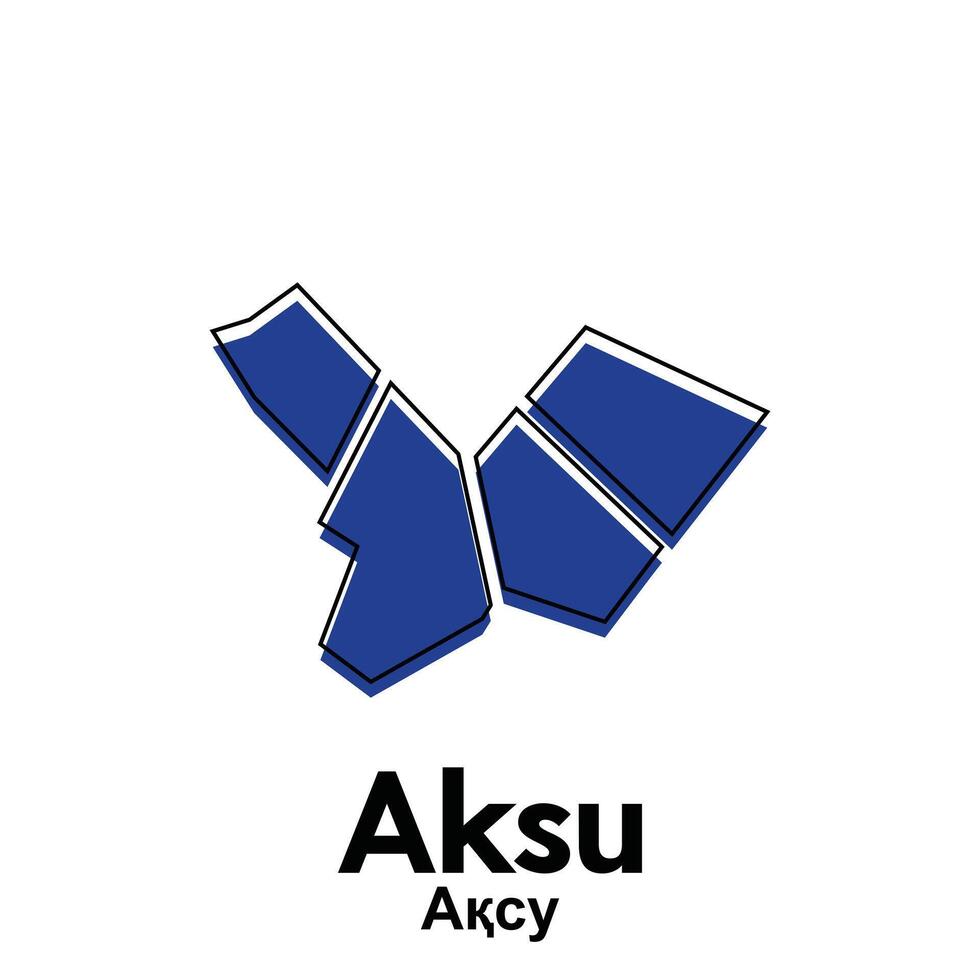 Map of Aksu City. map of the Kazakhstan Country. illustration design template vector