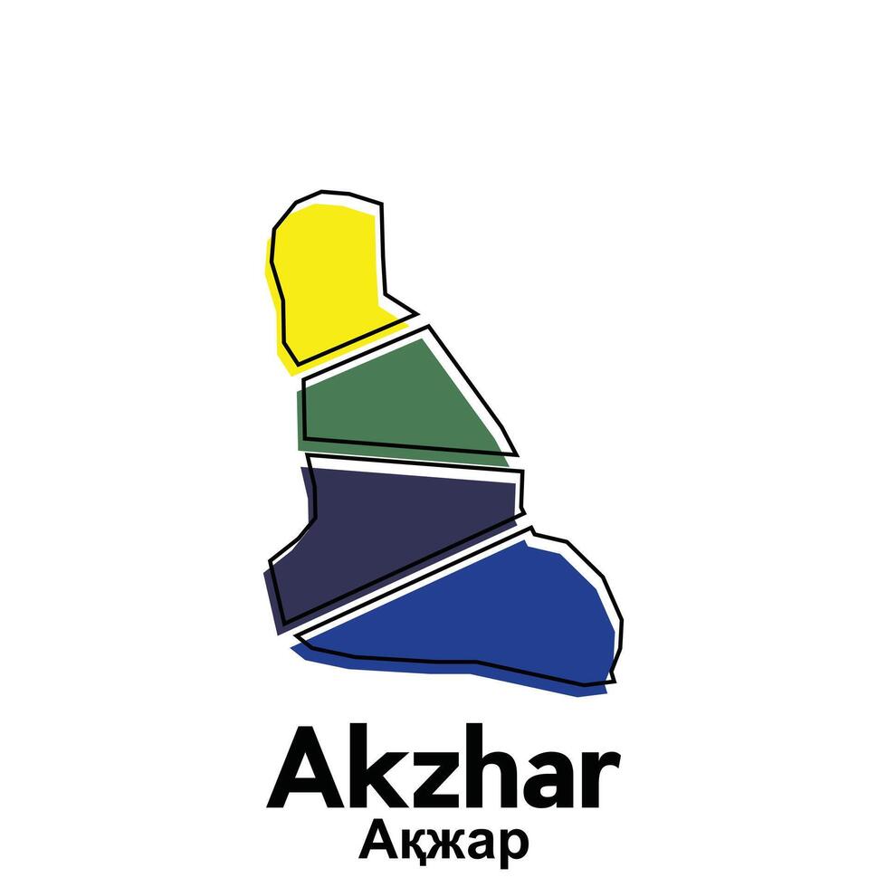Map of Akzhar City. map of the Kazakhstan Country. illustration design template vector