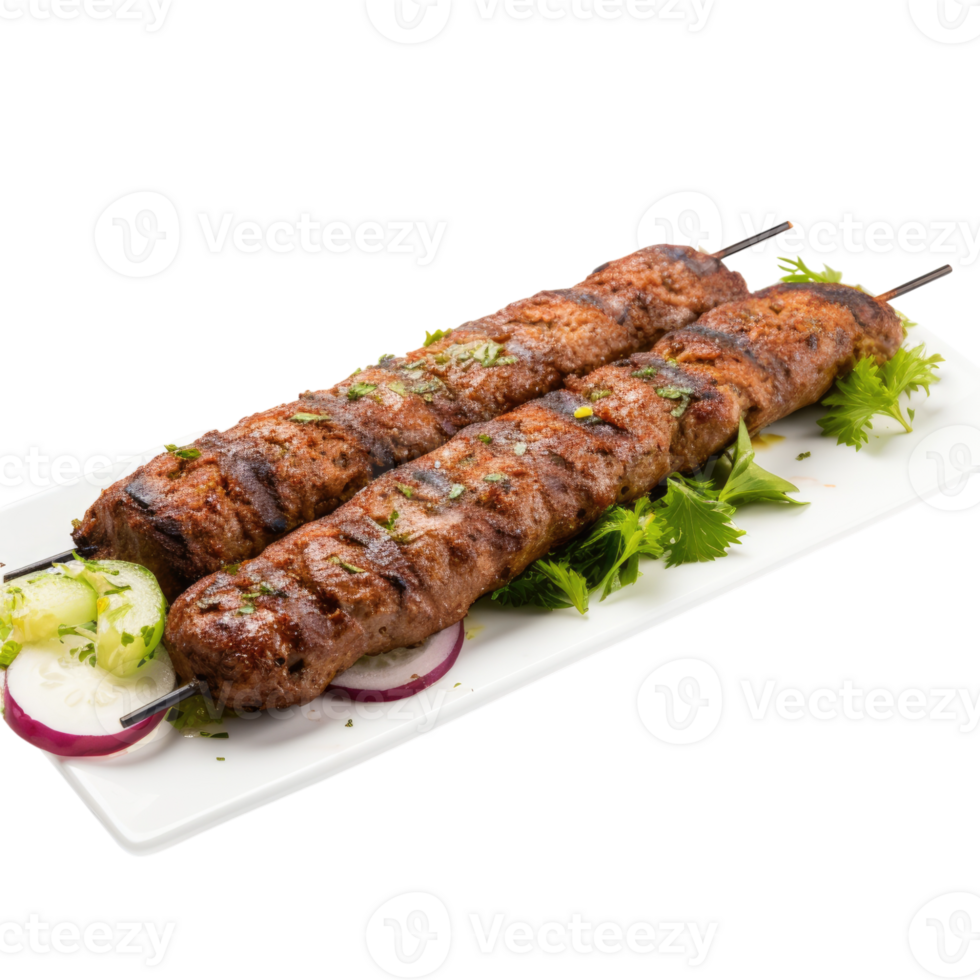 Grilled meat skewers variety isolated without background, . png