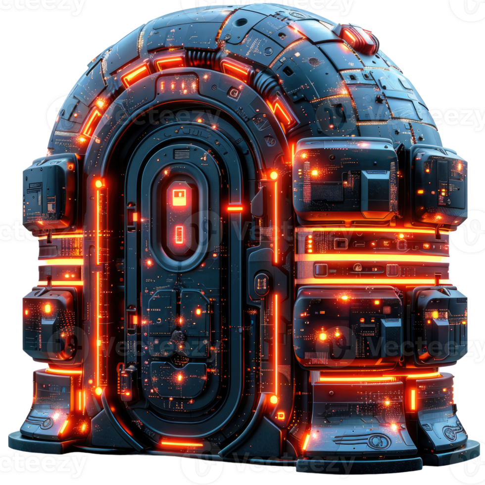Cyber security concept and digital data protection locker, without background, png