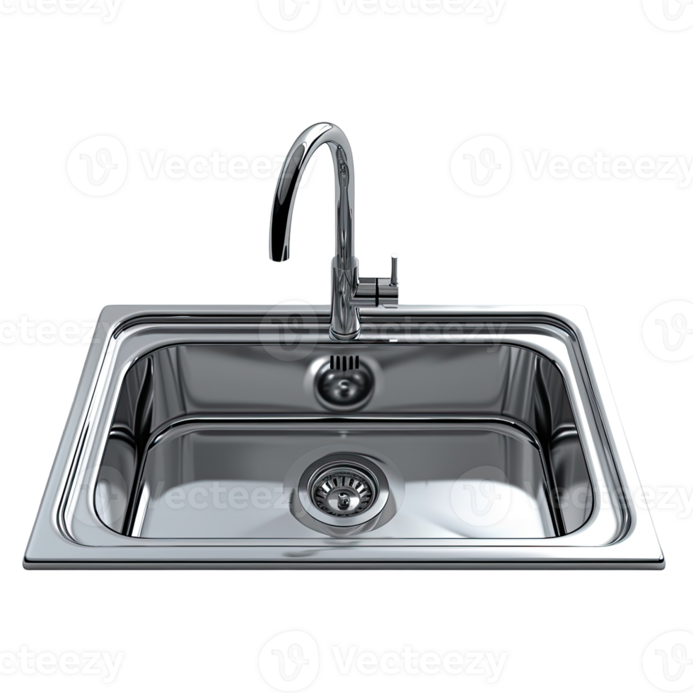 Modern and luxury kitchen sink with tap isolated without background, . png