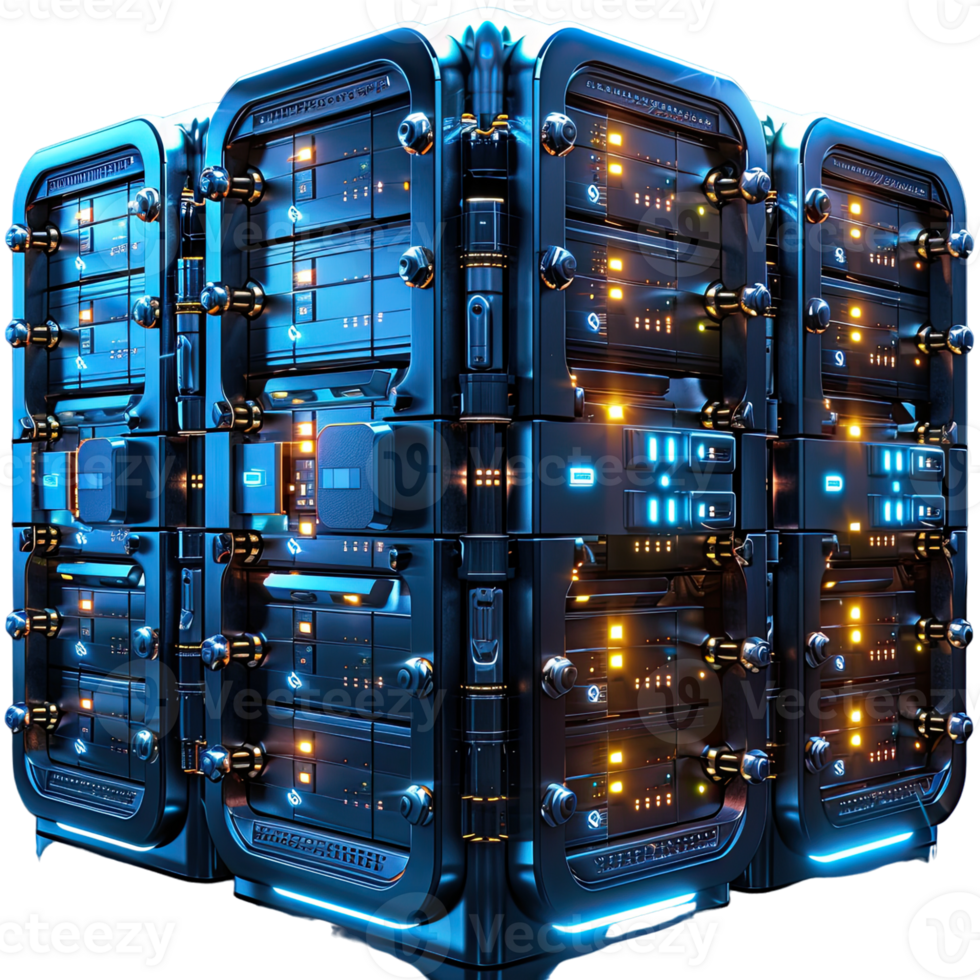Cyber security concept and digital data protection locker, without background, png