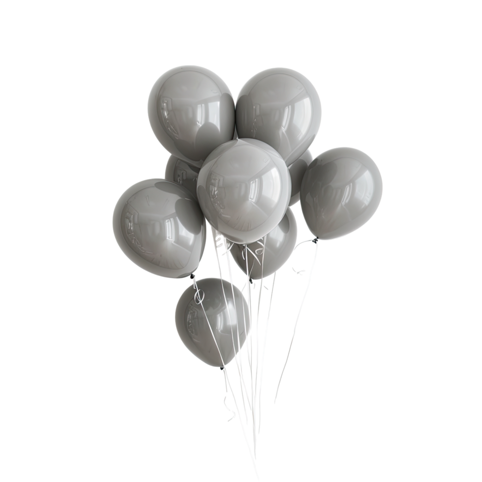 Golden and silver balloons isolated on transparent background, without background. png