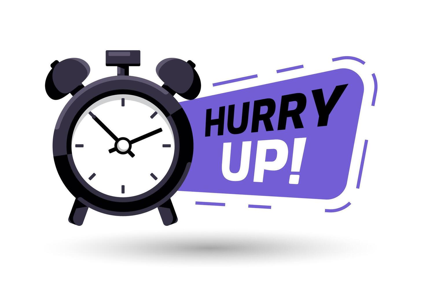 Rounded Label With Stop Watch Icon And Text Hurry Up vector