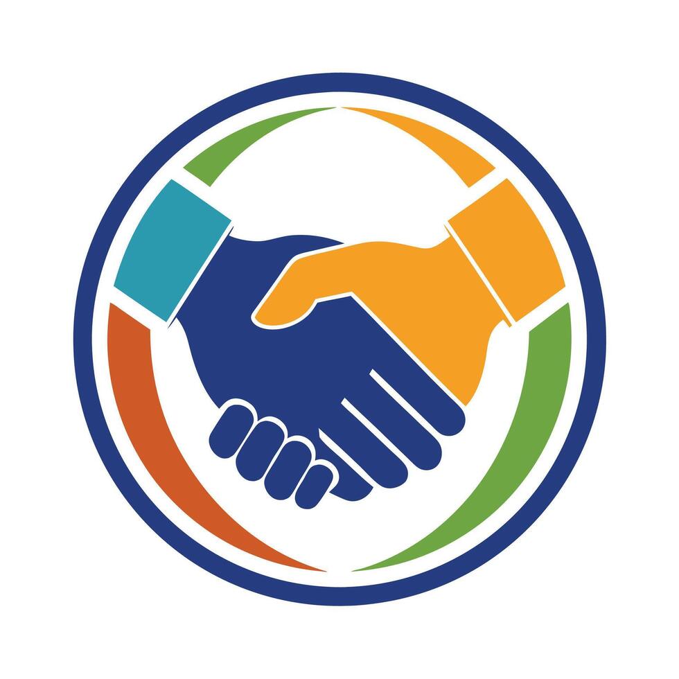 a minimalist handshake logo art illustration with a handshake icon logo vector